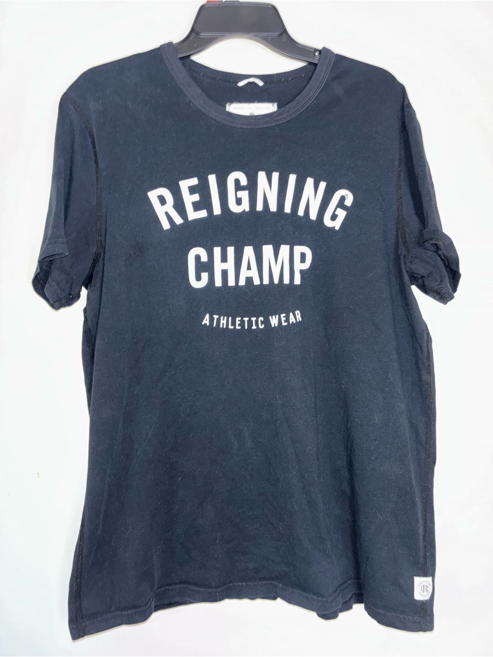 Reigning Champ Black Crewneck Logo Tee